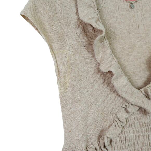 Anthropologie Size S Ruffle Knit Sweater Dress Wool Cashmere Cream - Picture 8 of 9